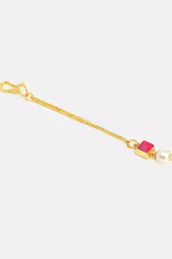 Gold plated kundan red stones maang tikka