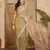 women's green silk blend chiffon embellished saree with unstitched blouse piece