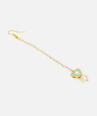 Gold plated kundan green stones maang tikka 4