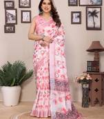 Baby pink cotton lilen digital printewith blouse