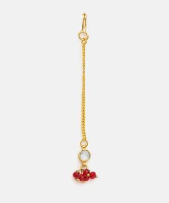 Gold plated kundan maroon stones maang tikka 3