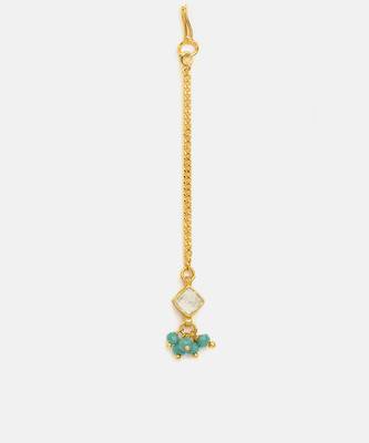 Gold plated kundan green stones maang tikka 3