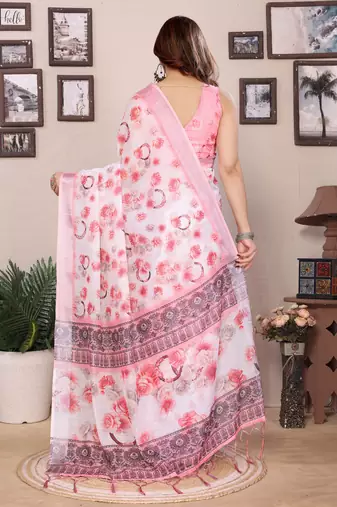 Baby pink cotton lilen digital printewith blouse