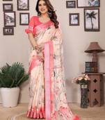 Cream cotton lilen digital printewith blouse