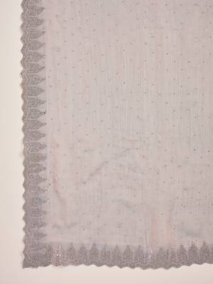 women's grey silk blend chiffon embellished saree with unstitched blouse piece 5