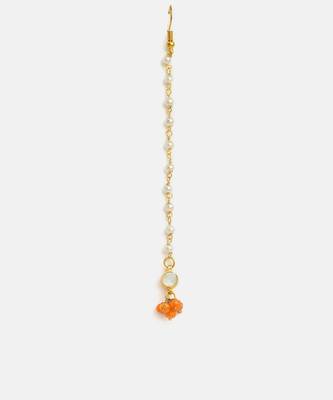 Gold plated kundan orange stones maang tikka 3