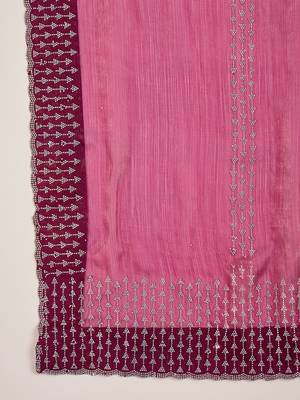 women's purple silk blend chiffon embellished saree with unstitched blouse piece 5