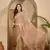 women's beige silk blend chiffon embellished saree with unstitched blouse piece