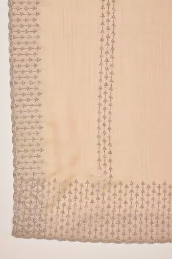 women's beige silk blend chiffon embellished saree with unstitched blouse piece