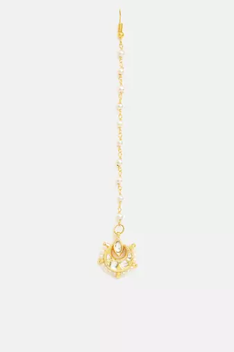 Gold plated kundan maang tikka