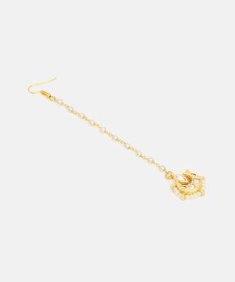 Gold plated kundan maang tikka 4