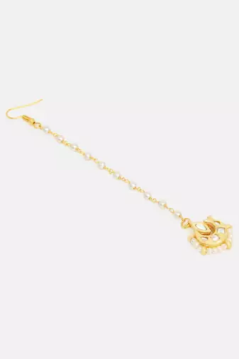 Gold plated kundan maang tikka