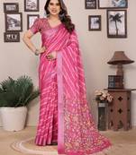 Pink cotton lilen digital printewith blouse