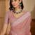 women's pink silk blend chiffon embellished saree with unstitched blouse piece