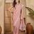 women's pink silk blend chiffon embellished saree with unstitched blouse piece
