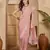 women's pink silk blend chiffon embellished saree with unstitched blouse piece