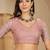 women's pink silk blend chiffon embellished saree with unstitched blouse piece