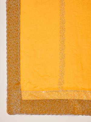 women's orange silk blend chiffon embellished saree with unstitched blouse piece 5
