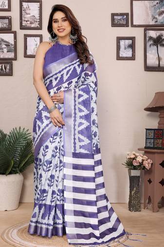 Lavender cotton lilen digital printewith blouse