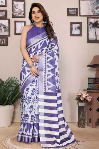 Lavender cotton lilen digital printewith blouse