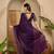 women's purple silk blend chiffon embellished saree with unstitched blouse piece