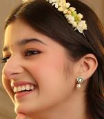 Gold plated kundan green stones earrings