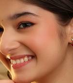 Gold plated kundan maroon stones earrings