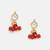 Gold plated kundan maroon stones earrings