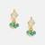 Gold plated kundan green stones earrings