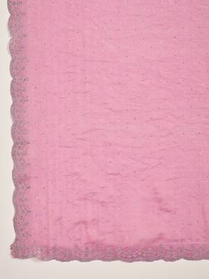 women's onion silk blend chiffon embellished saree with unstitched blouse piece 5