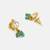 Gold plated kundan green stones earrings