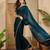 women's teal silk blend chiffon embellished saree with unstitched blouse piece