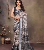 Cream cotton lilen digital printewith blouse