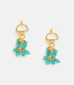 Gold plated kundan blue stones earrings