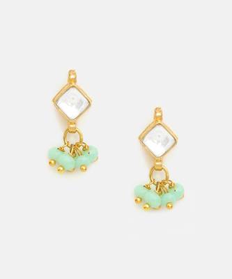 Gold plated kundan green stones earrings 1