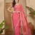 women's gajari silk blend chiffon embellished saree with unstitched blouse piece