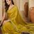 women's yellow silk blend chiffon embellished saree with unstitched blouse piece