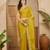 women's yellow silk blend chiffon embellished saree with unstitched blouse piece
