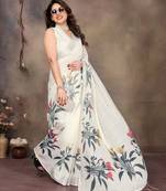 White cotton lilen digital printewith blouse