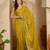 women's yellow silk blend chiffon embellished saree with unstitched blouse piece