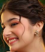 Gold plated kundan green stones earrings