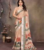 Cream cotton lilen digital printewith blouse