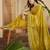 women's yellow silk blend chiffon embellished saree with unstitched blouse piece