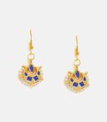Gold plated kundan blue stones earrings
