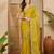 women's yellow silk blend chiffon embellished saree with unstitched blouse piece