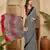 Women's black satin printed saree with unstitched blouse piece