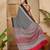 Women's black satin printed saree with unstitched blouse piece