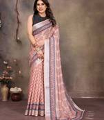 Peach cotton lilen digital printewith blouse