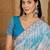Women's sky blue chiffon embellished saree with unstitched blouse piece