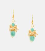 Gold plated kundan green stones earrings